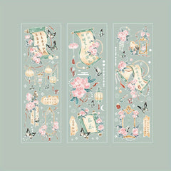 3pcs Embossed Hot Stamping Retro Stickers for Diaries & Message Paper