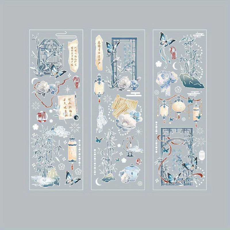 3pcs Embossed Hot Stamping Retro Stickers for Diaries & Message Paper