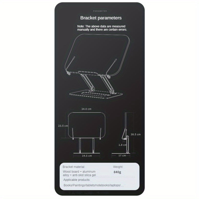 Double Rod Folding Aluminum Alloy Reading Rack Tablet Drawing Board Rack