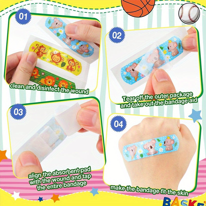 Cartoon Print Waterproof Adhesive Bandages, 30-50pc