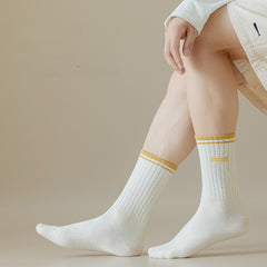 5 Pairs Men's Solid Crew Socks Thin Comfy Casual Unisex Socks All Seasons