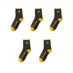 Men's Block Crew Socks Breathable Comfy Casual Outdoor All Seasons Wear