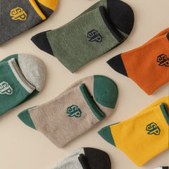 Men's Block Crew Socks Breathable Comfy Casual Outdoor All Seasons Wear