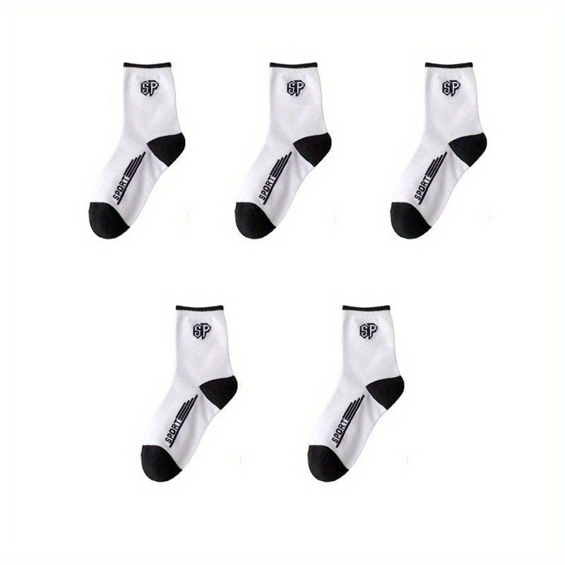 Men's Block Crew Socks Breathable Comfy Casual Outdoor All Seasons Wear