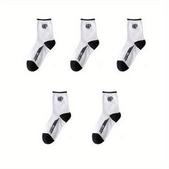Men's Block Crew Socks Breathable Comfy Casual Outdoor All Seasons Wear