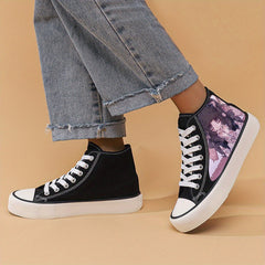 Anime Print Chunky Canvas Sneakers High Top Skate Shoes