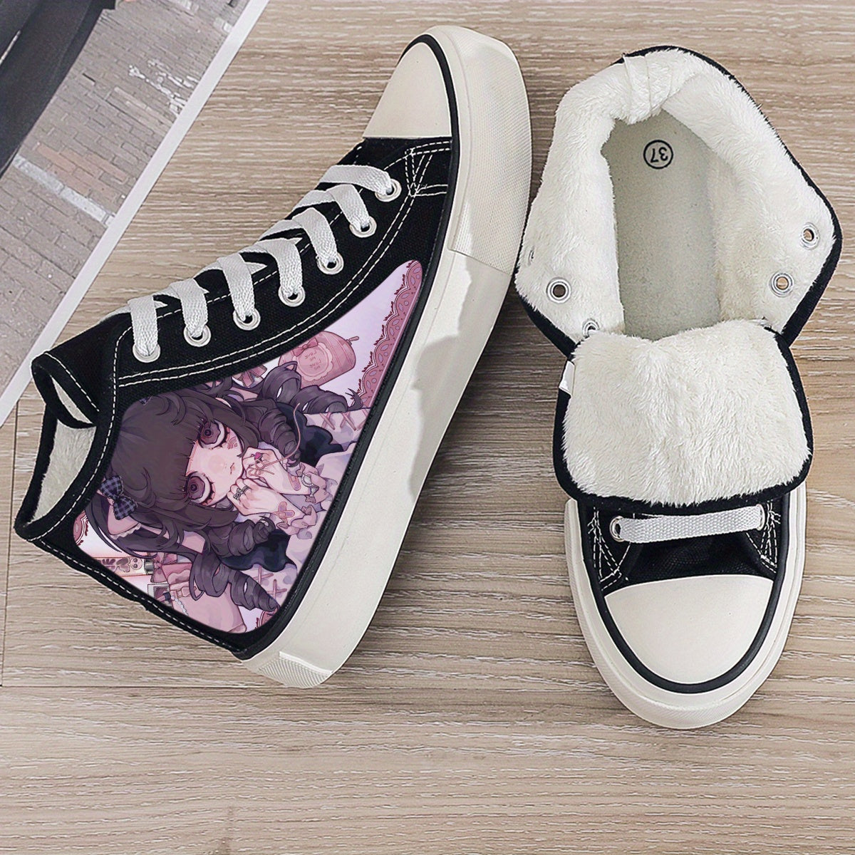 Anime Plush Lined Chunky Canvas Sneakers