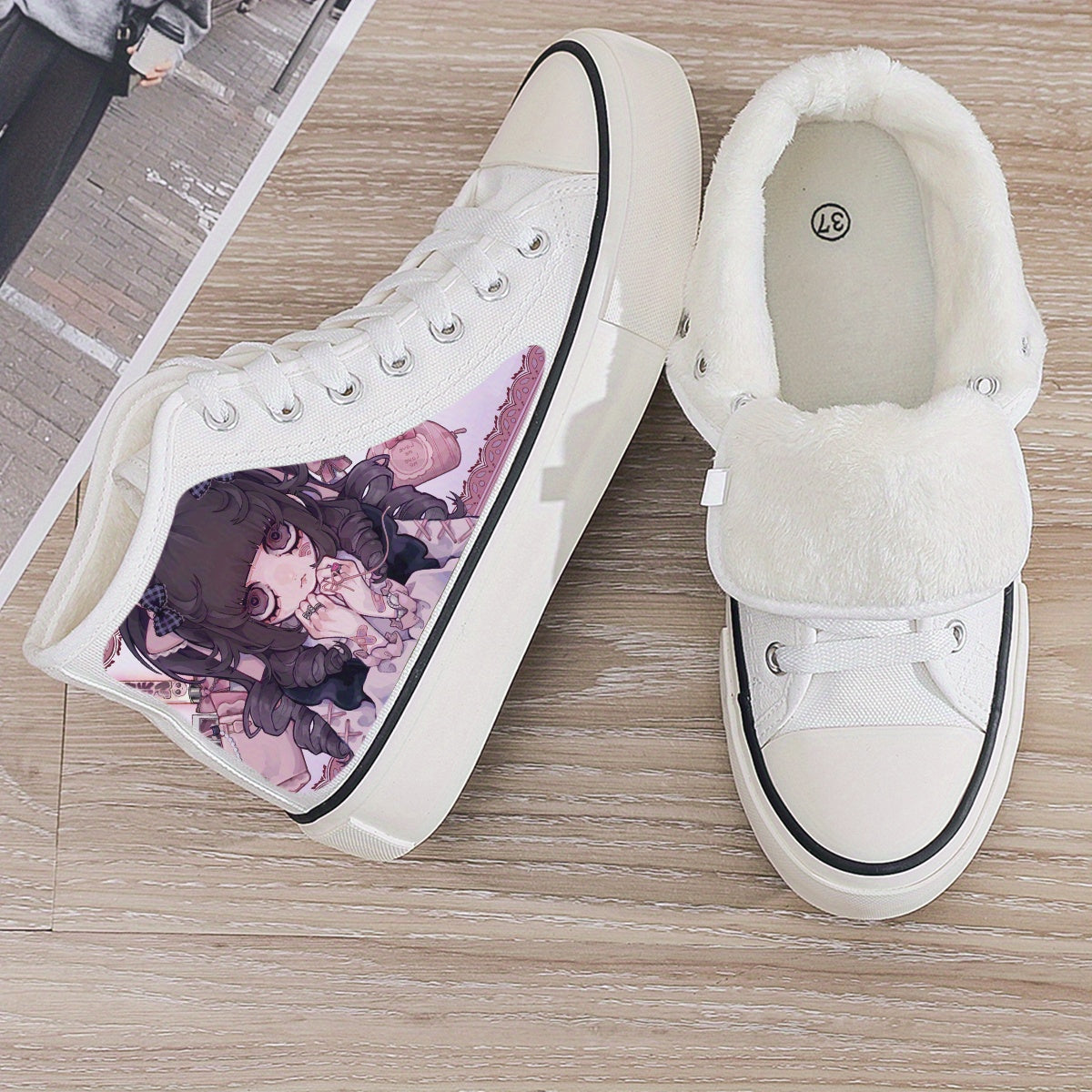 Anime Plush Lined Chunky Canvas Sneakers