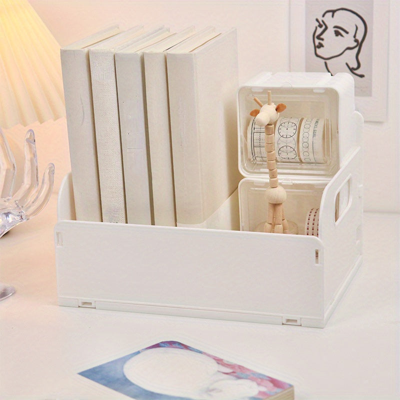 Desktop Folding Storage Basket Skin Care Products Document Book Storage