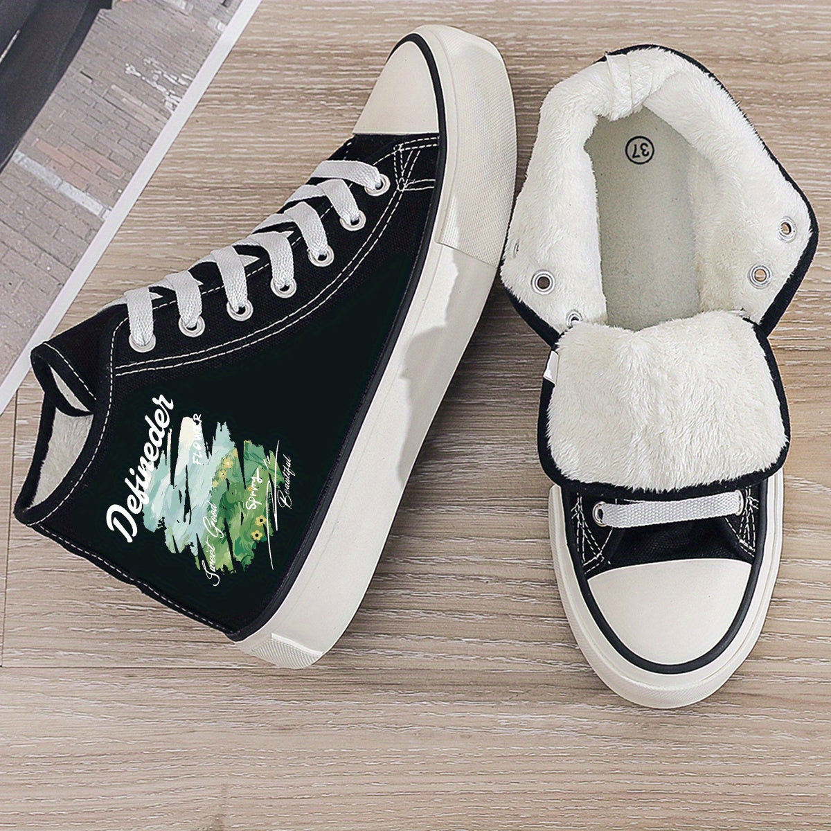 Plush Lined Chunky Canvas Sneakers