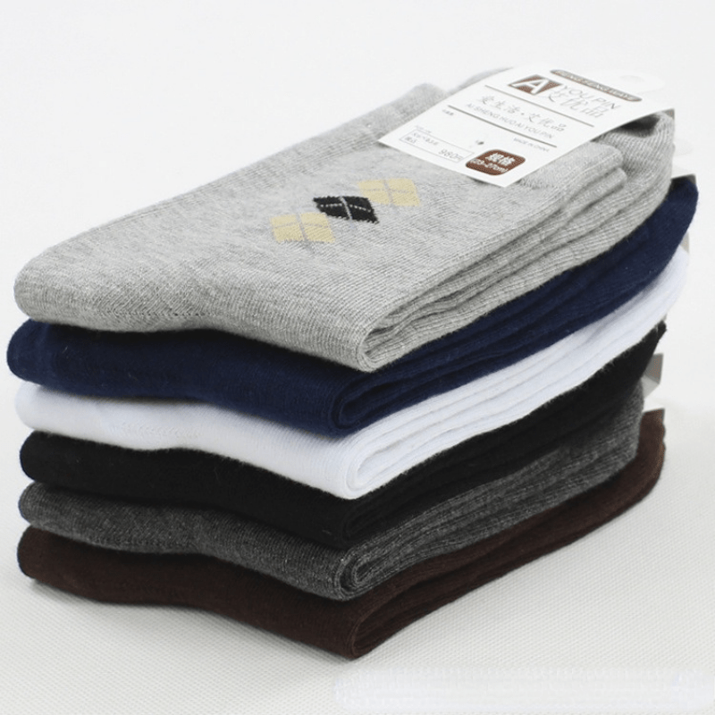 Men's Solid Crew Socks Breathable Comfy Casual Unisex 5 Pairs