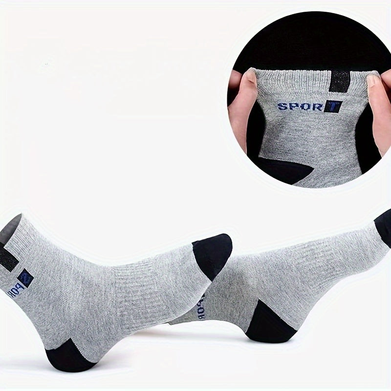 Men's Mid Crew Sport Socks - Sweat Absorbing Breathable Socks