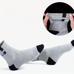 Men's Mid Crew Sport Socks - Sweat Absorbing Breathable Socks