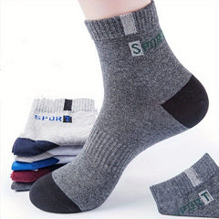 Men's Mid Crew Sport Socks - Sweat Absorbing Breathable Socks