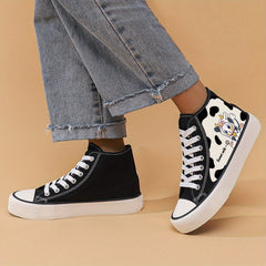 Cow Print Heighten Chunky Canvas Sneakers Non Slip Classic Shoes