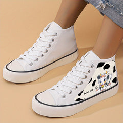 Cow Print Heighten Chunky Canvas Sneakers Non Slip Classic Shoes