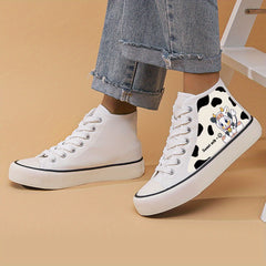 Cow Print Heighten Chunky Canvas Sneakers Non Slip Classic Shoes