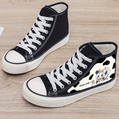Cow Print Plush Lined Thermal Chunky Canvas Sneakers