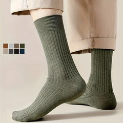 Men's Solid Crew Socks Breathable Comfy Casual Unisex Socks - 7 Pairs