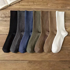 Men's Solid Crew Socks Breathable Comfy Casual Unisex Socks - 7 Pairs