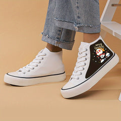 Christmas Snowman Print Chunky Canvas Sneakers
