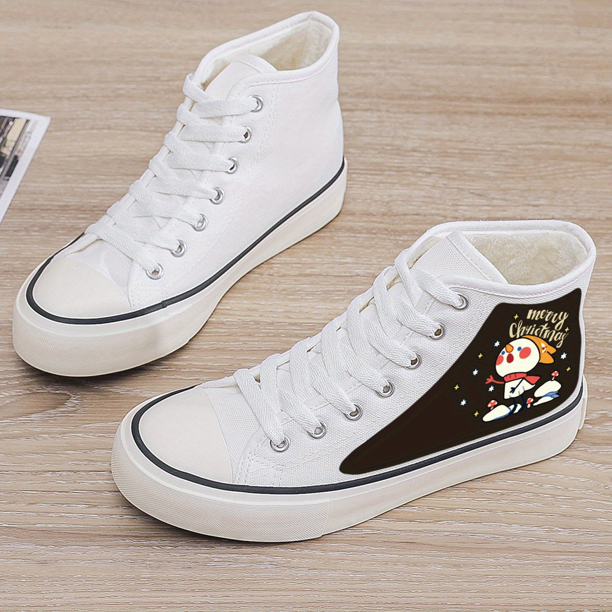 Christmas Plush Lined Chunky Sneakers Flat Heighten Winter Shoes