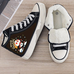 Christmas Plush Lined Chunky Sneakers Flat Heighten Winter Shoes