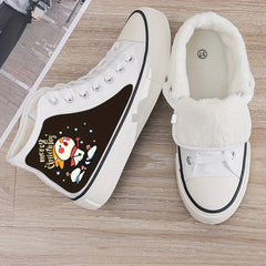 Christmas Plush Lined Chunky Sneakers Flat Heighten Winter Shoes