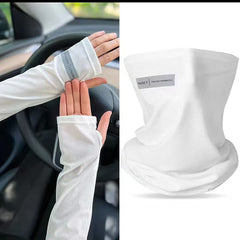 Men's Sunscreen Ice Sleeve Mask With Veil Viscose Gloves