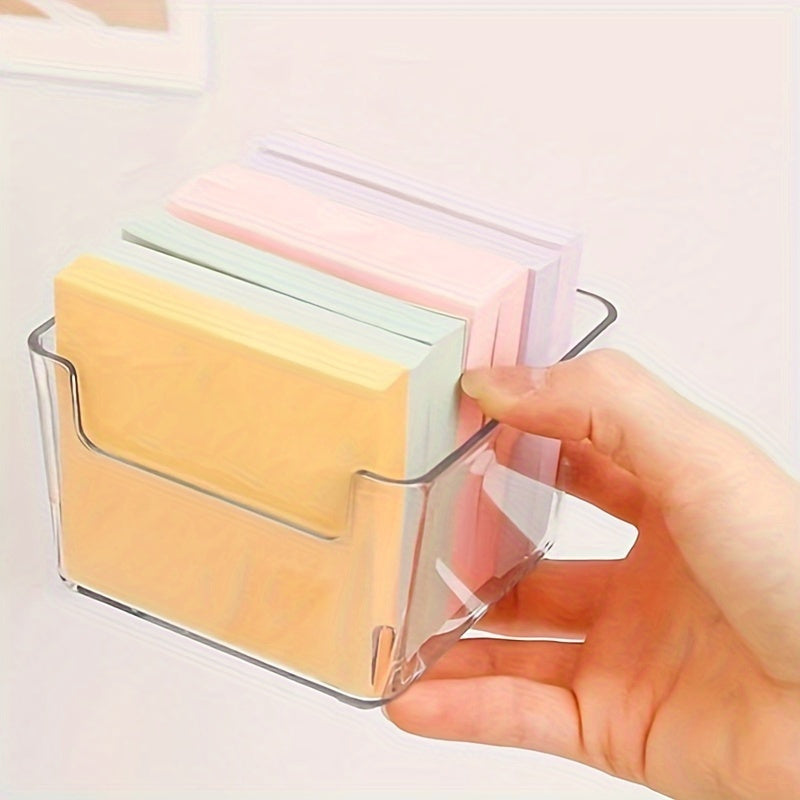 Clear Small Sticky Note Storage Box Plastic Organizer For Desktop Office
