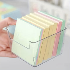 Clear Small Sticky Note Storage Box Plastic Organizer For Desktop Office