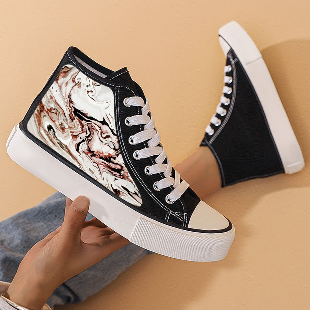 Heighten Chunky Canvas Sneakers High Top Classic Skate Shoes