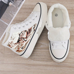Plush Lined Thermal Chunky Canvas Sneakers High Top Walking Shoe