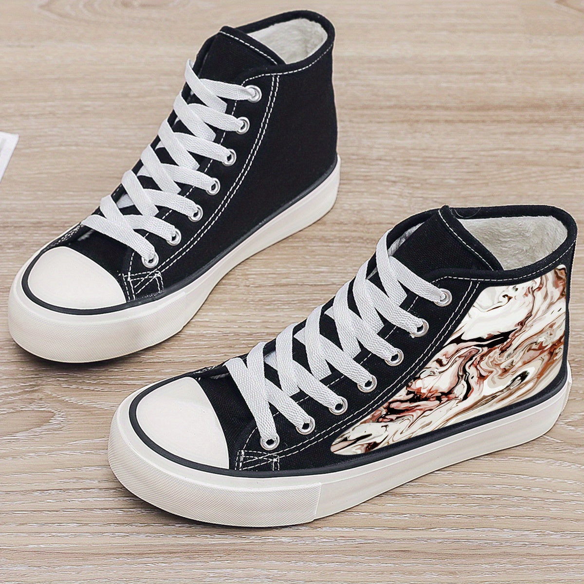 Plush Lined Thermal Chunky Canvas Sneakers High Top Walking Shoe