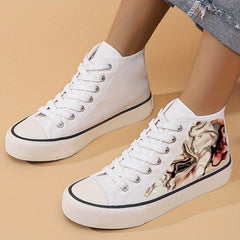 Flat Heighten Chunky Canvas Sneakers High Top Classic Skate Shoes