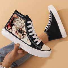 Flat Heighten Chunky Canvas Sneakers High Top Classic Skate Shoes