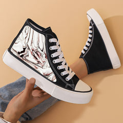 Flat Heighten Chunky Canvas Sneakers High Top Classic Skate Shoes