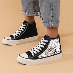Flat Heighten Chunky Canvas Sneakers High Top Classic Skate Shoes