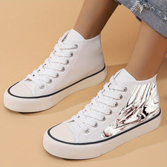 Flat Heighten Chunky Canvas Sneakers High Top Classic Skate Shoes