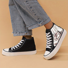 Flat Heighten Chunky Canvas Sneakers High Top Classic Skate Shoes