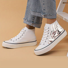 Flat Heighten Chunky Canvas Sneakers High Top Classic Skate Shoes