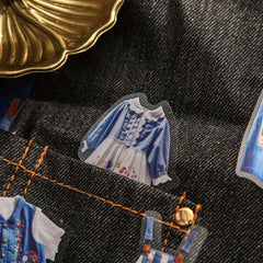 Retro Clothing Theme Stickers 30pcs Cowboy Plaid Skirt Waterproof PVC DIY Decora