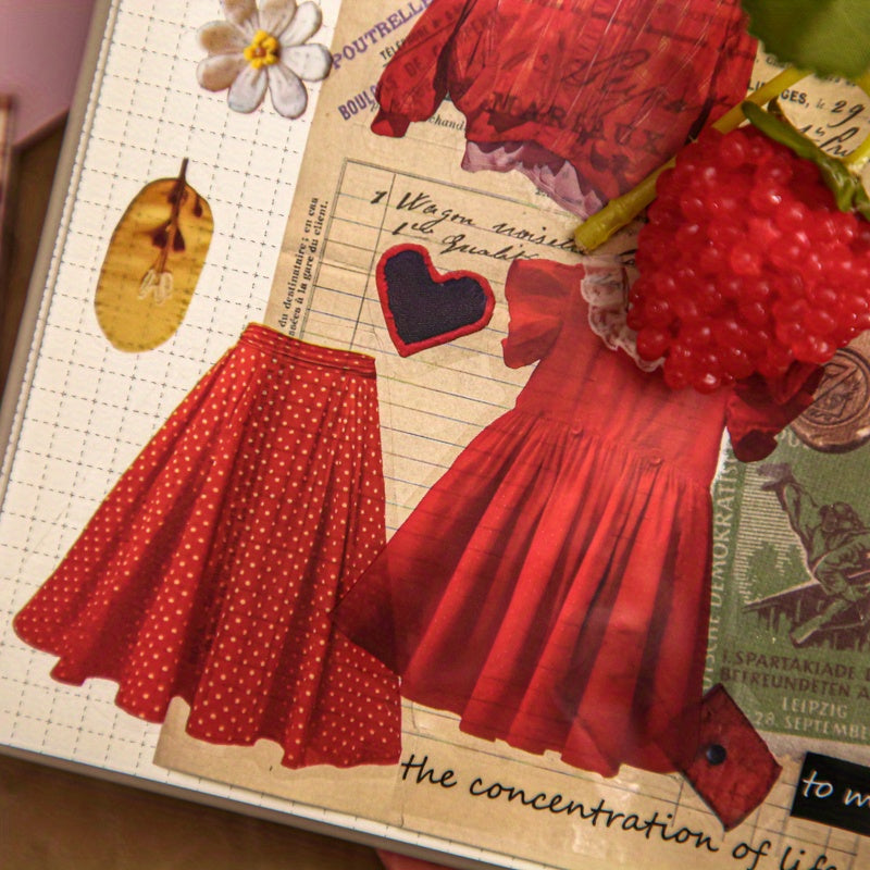 Retro Clothing Theme Stickers 30pcs Cowboy Plaid Skirt Waterproof PVC DIY Decora