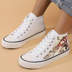 Chunky Canvas Sneakers High Top Skate Shoes Lace Up Outdoor Walking