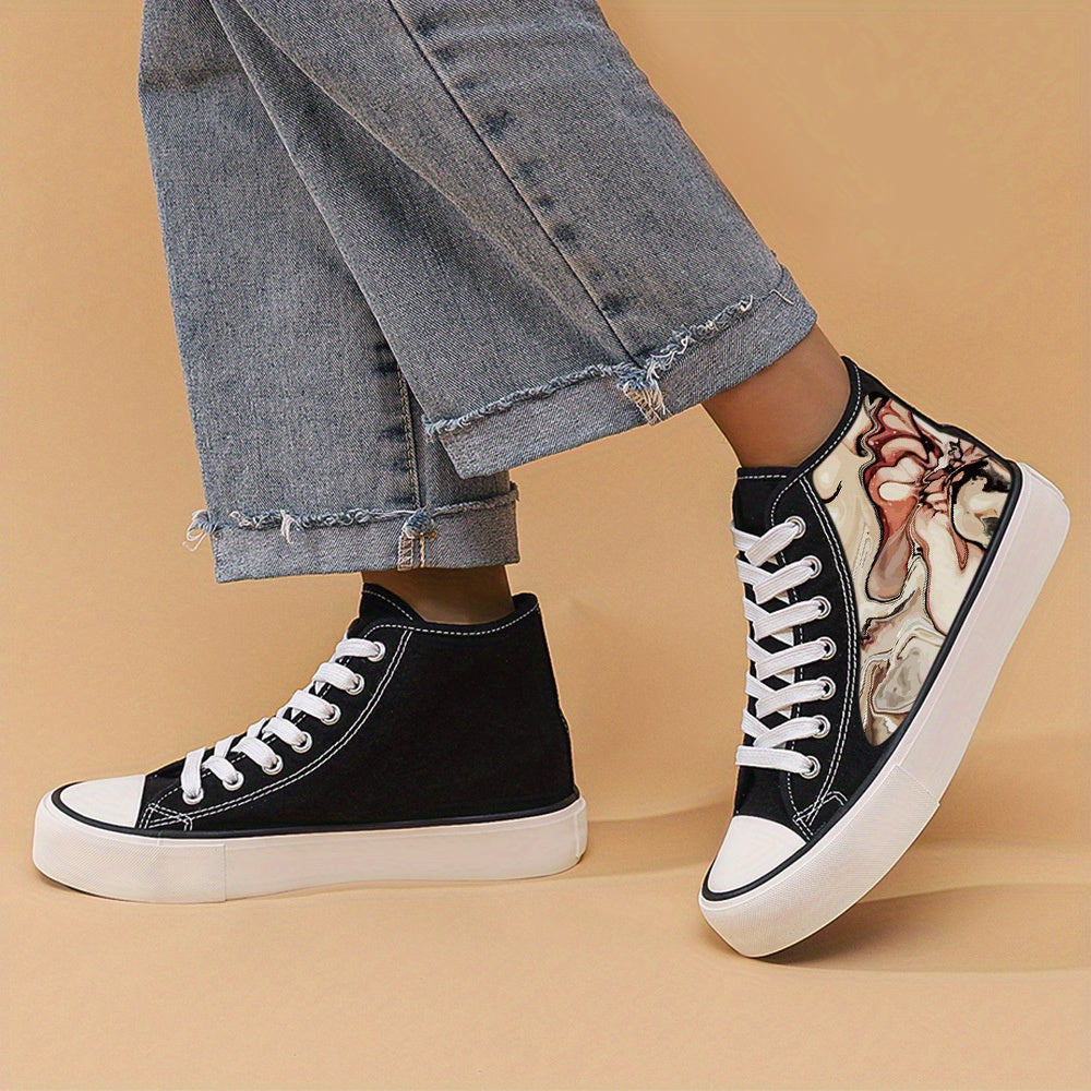 Chunky Canvas Sneakers High Top Skate Shoes Lace Up Outdoor Walking