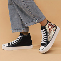 Chunky Canvas Sneakers High Top Skate Shoes Lace Up Outdoor Walking
