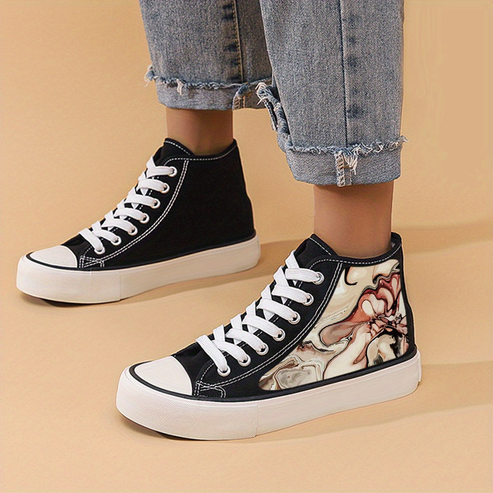 Chunky Canvas Sneakers High Top Skate Shoes Lace Up Outdoor Walking