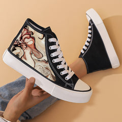 Chunky Canvas Sneakers High Top Skate Shoes Lace Up Outdoor Walking