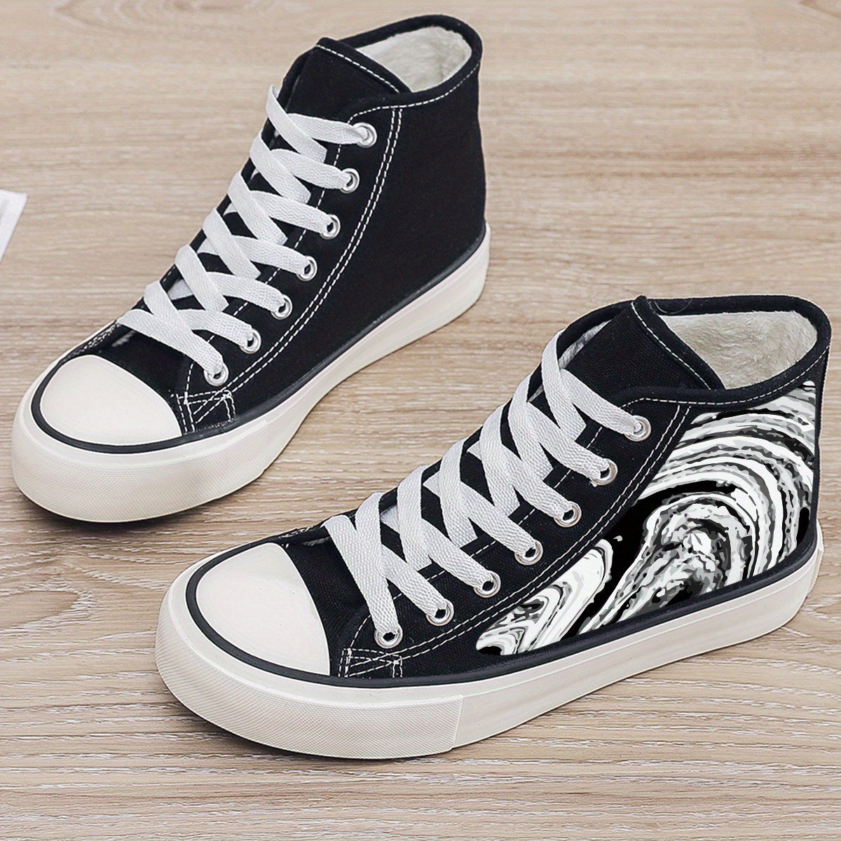Plush Lined Chunky Canvas Sneakers Flat Heighten Warm