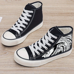 Plush Lined Chunky Canvas Sneakers Flat Heighten Warm